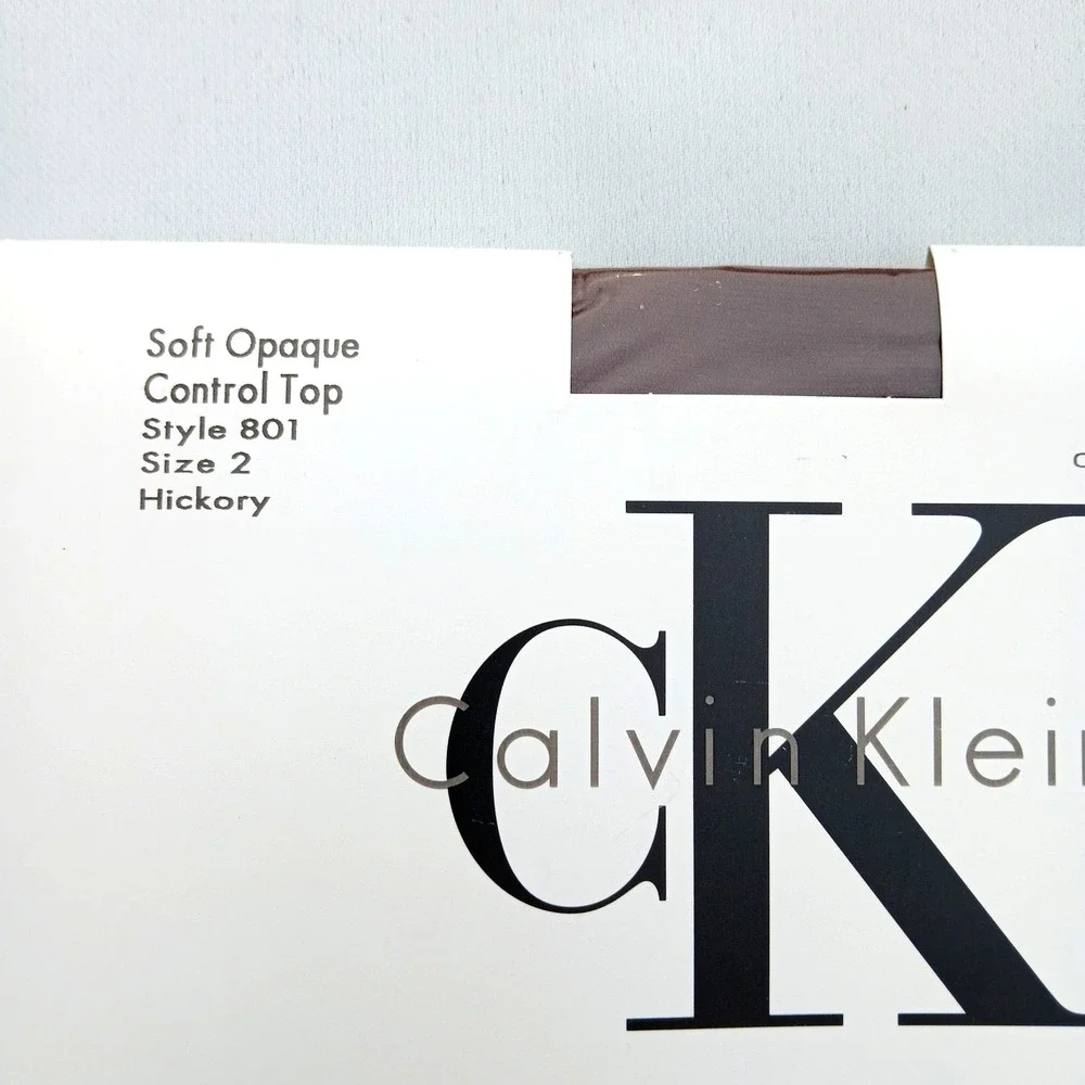 NWT Calvin‎ Klein 2 Pack Control Top Pantyhose Hickory Size 2 Opaque Hosiery
